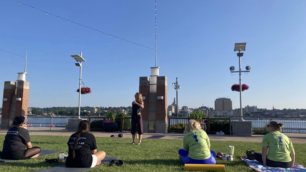 Yoga instruction for Quad Cities Corporate Games