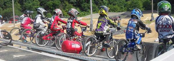 Youth BMX race at starting line