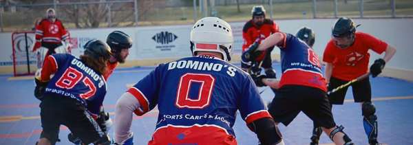 Deck Hockey Game in progress